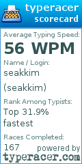 Scorecard for user seakkim