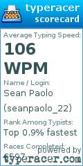 Scorecard for user seanpaolo_22