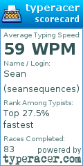 Scorecard for user seansequences