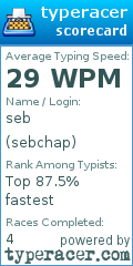 Scorecard for user sebchap