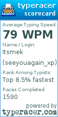 Scorecard for user seeyouagain_xp