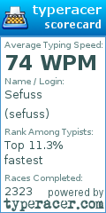 Scorecard for user sefuss