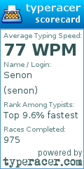 Scorecard for user senon