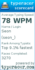 Scorecard for user seon_