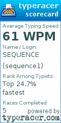 Scorecard for user sequence1