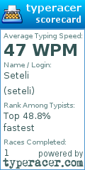 Scorecard for user seteli