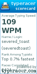 Scorecard for user severedtoast