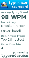 Scorecard for user silver_hand