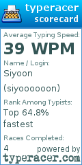 Scorecard for user siyoooooon