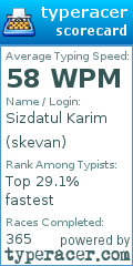 Scorecard for user skevan