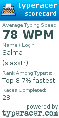 Scorecard for user slaxxtr