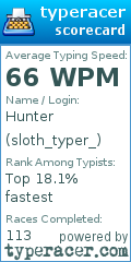 Scorecard for user sloth_typer_