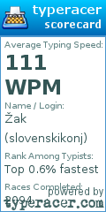 Scorecard for user slovenskikonj