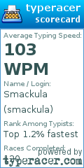 Scorecard for user smackula