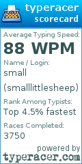 Scorecard for user smalllittlesheep