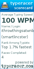 Scorecard for user smartlincster