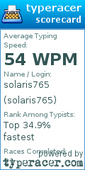 Scorecard for user solaris765