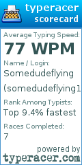 Scorecard for user somedudeflying123