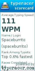 Scorecard for user spaceburrito