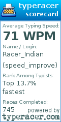 Scorecard for user speed_improve