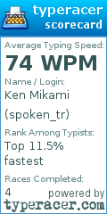 Scorecard for user spoken_tr