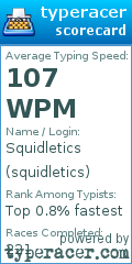 Scorecard for user squidletics