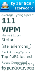 Scorecard for user stellarlemons_