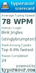 Scorecard for user stinglybrumpton