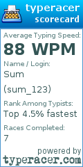 Scorecard for user sum_123