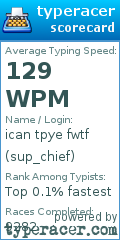 Scorecard for user sup_chief