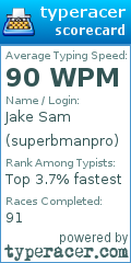 Scorecard for user superbmanpro