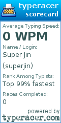 Scorecard for user superjin