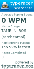 Scorecard for user tambitambi