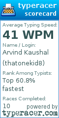Scorecard for user thatonekid8