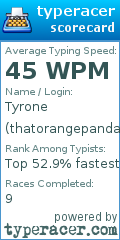Scorecard for user thatorangepanda