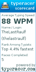 Scorecard for user thelastraulf