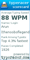 Scorecard for user thenooboflegend