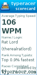Scorecard for user therealratlord