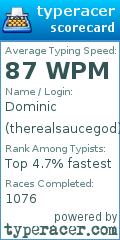 Scorecard for user therealsaucegod