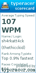 Scorecard for user thethicckid