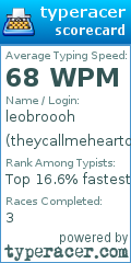 Scorecard for user theycallmeheartofrareason
