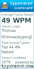 Scorecard for user thomasistyping