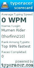 Scorecard for user thorfinn210