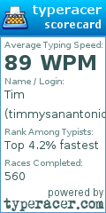 Scorecard for user timmysanantonio