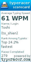Scorecard for user to_shien