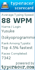 Scorecard for user tokyoprogramming