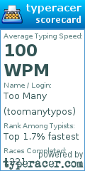 Scorecard for user toomanytypos