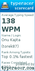 Scorecard for user torek87
