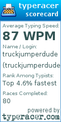 Scorecard for user truckjumperdude