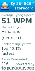 Scorecard for user turtle_21